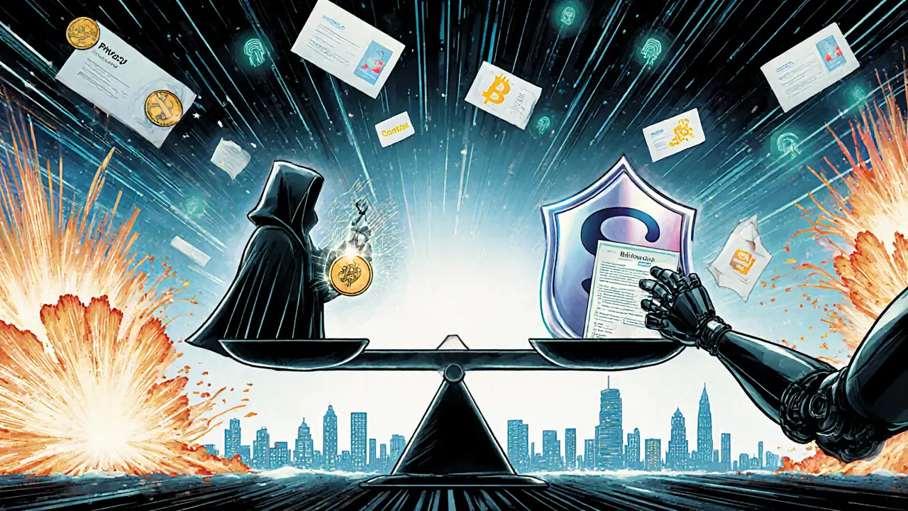 Scale balancing privacy and security in crypto, with zero-knowledge proofs shielding data from threats.