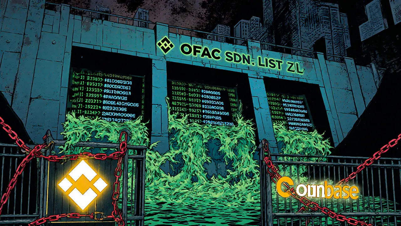 Digital sanctions wall cracks open: Syrian wallets freed, Cuban wallets chained in bold pop art style.