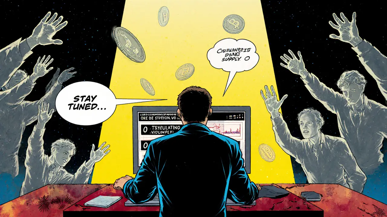 Investor facing a blank screen with zero trading volume, ghostly figures vanishing around them.