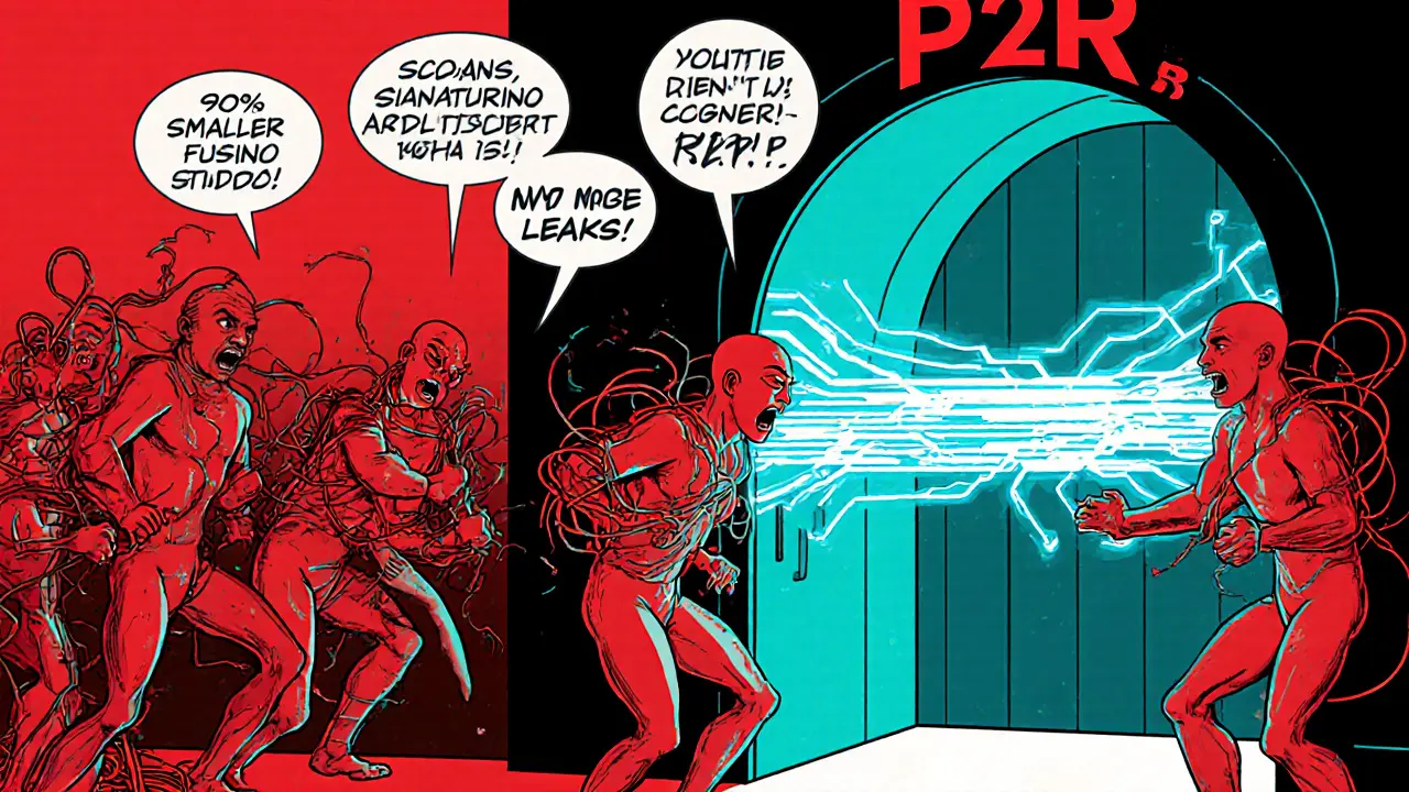 Schnorr signature passing easily through a multisig door while ECDSA signatures struggle inside.