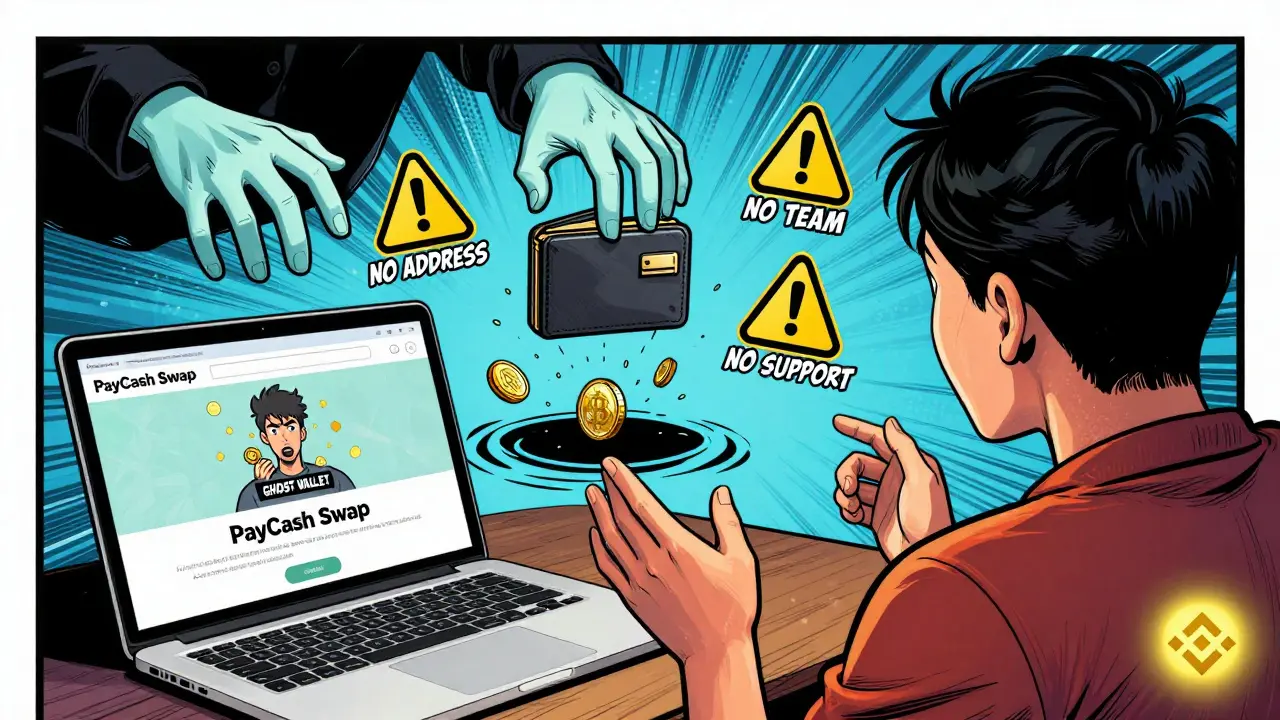 A victim's crypto vanishing into a black hole labeled 'Ghost Wallet' while ghostly hands steal from them.