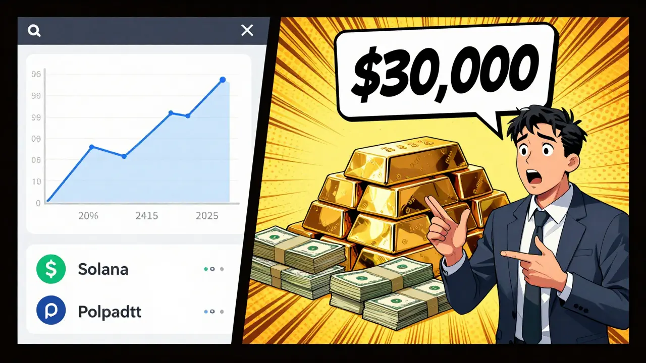 Pop art comic showing a trading interface and a wall representing a ,000 deposit limit.