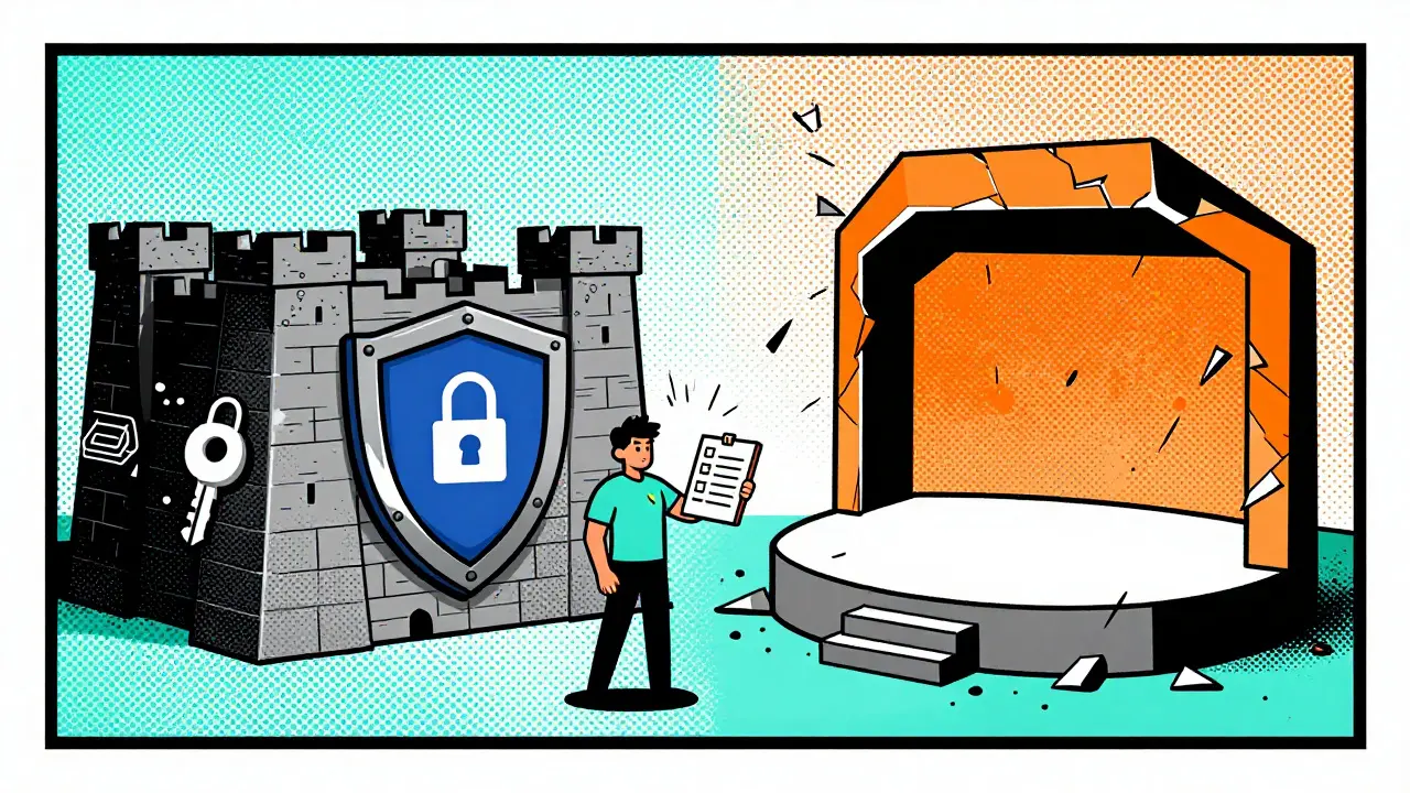 Hero protecting assets with security tools against crumbling fraud platform