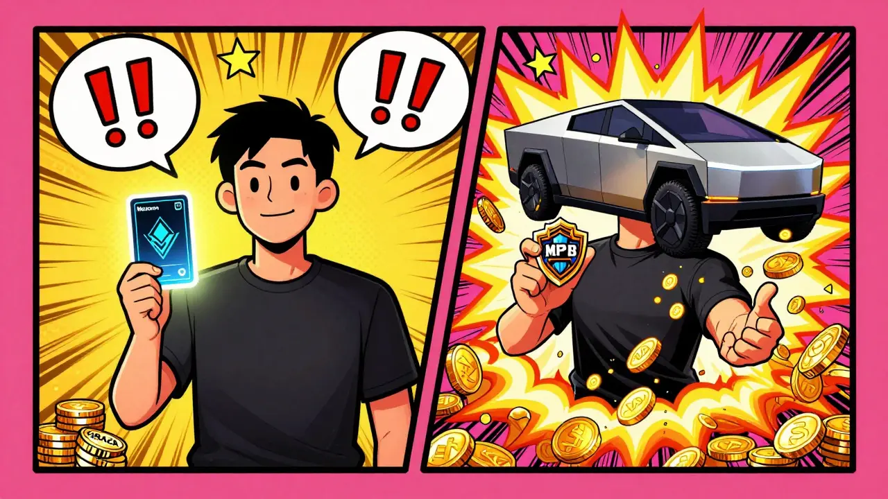 Pop art comparison of Metamon holder vs MPB holder with Tesla reward