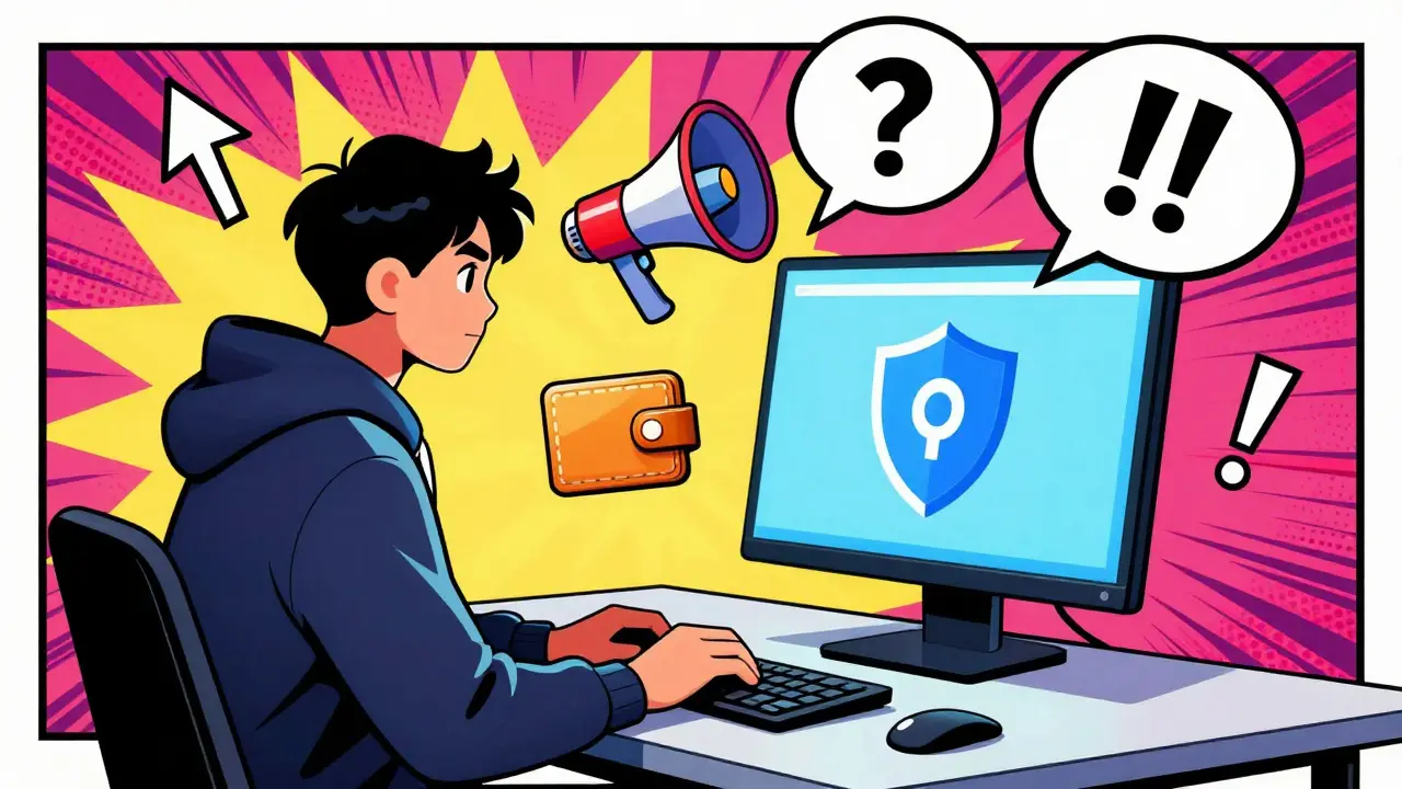 Crypto user preparing wallet and checking eligibility steps in comic style.
