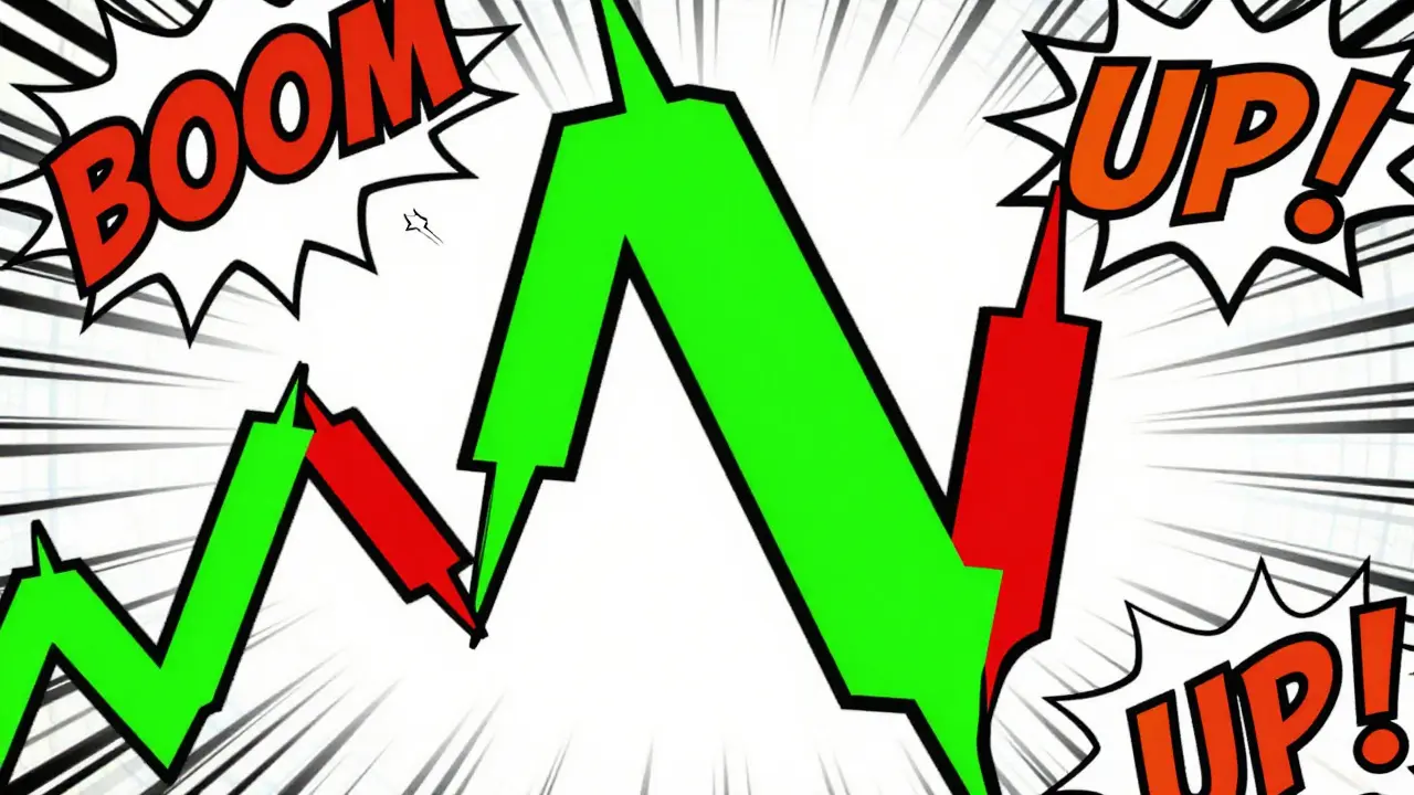 Green bullish engulfing candlestick pattern in comic book style