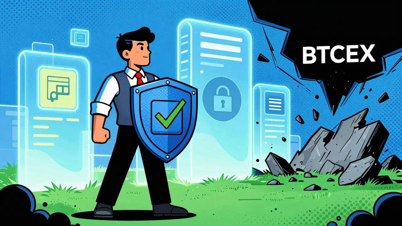 Investor holding security shield near safe trading platforms