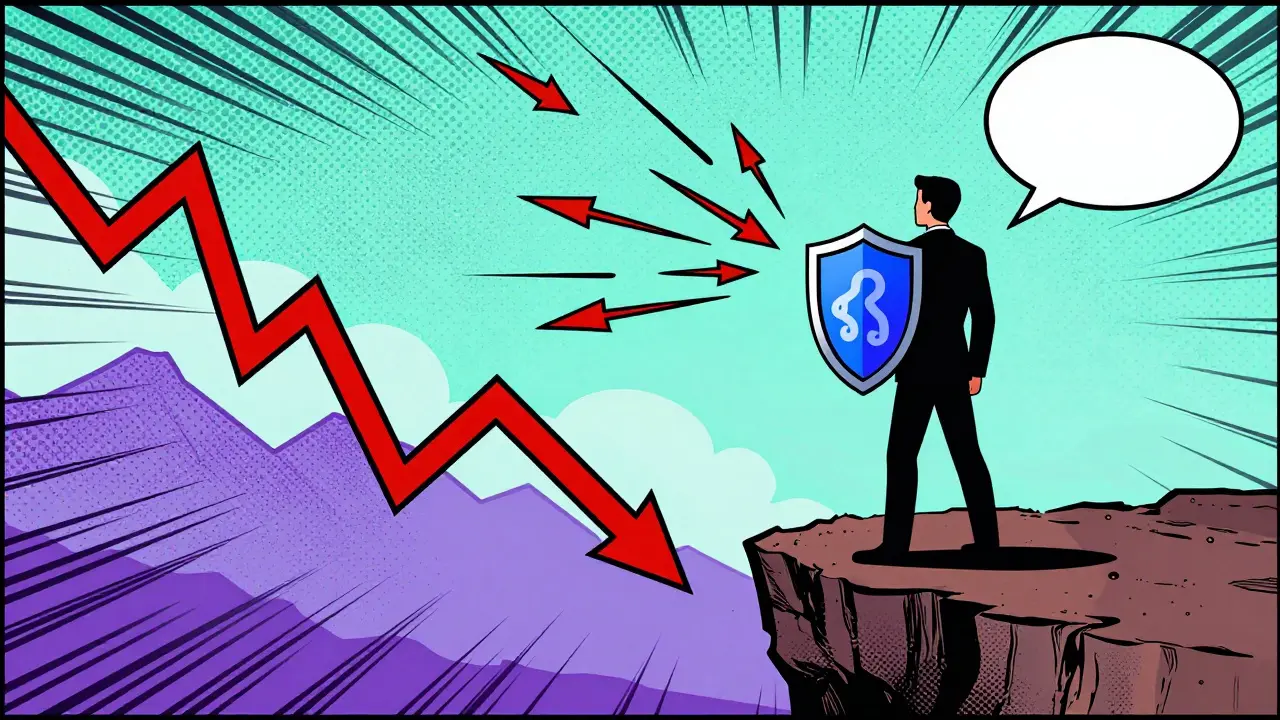 Man using market crash to avoid taxes in pop art comic illustration