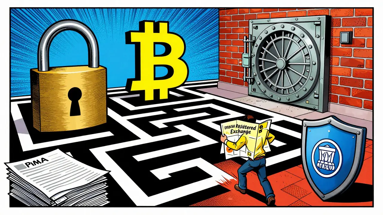 Obstacle course representing crypto banking regulations