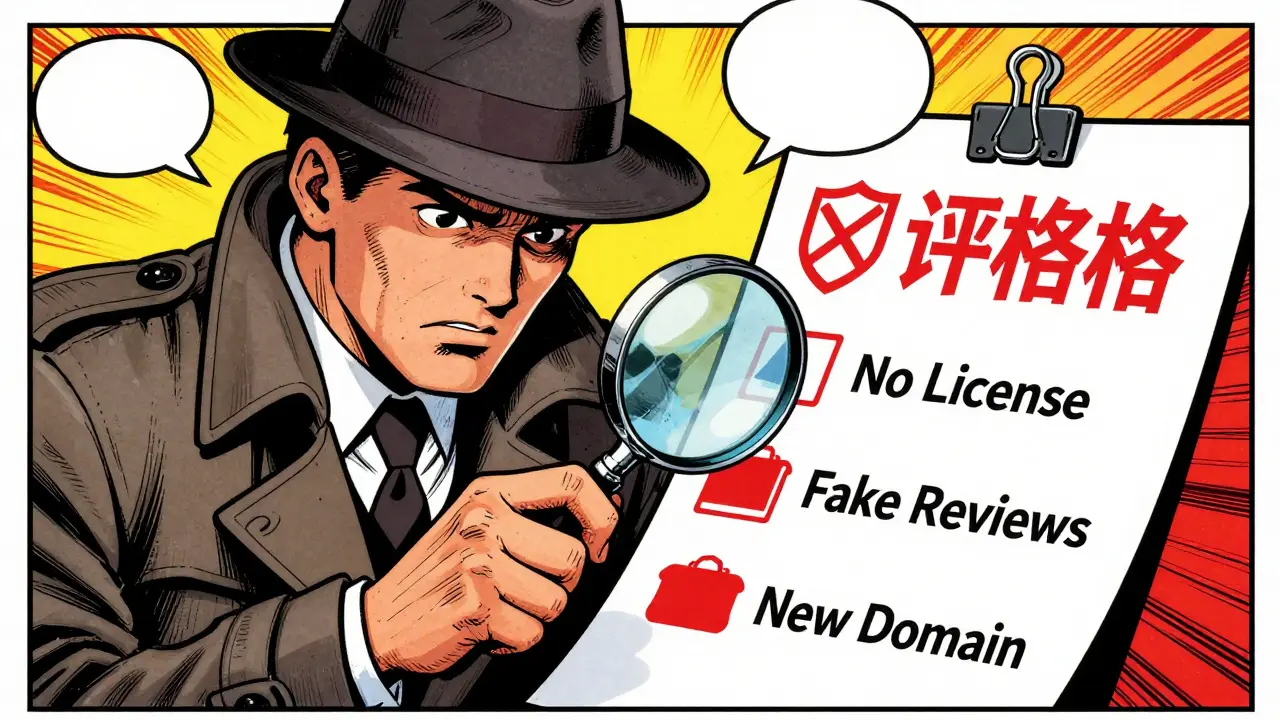Detective examining red flags of a crypto scam under magnifying glass