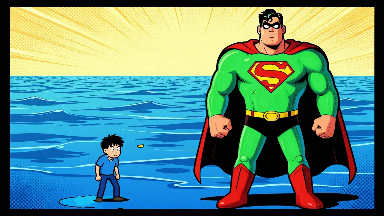 Small DEX vs giant competitor illustrated in comic book style