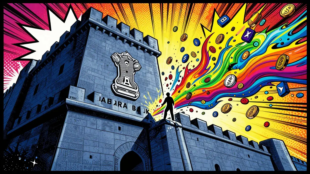 State bank vs digital currency flow, pop art comic