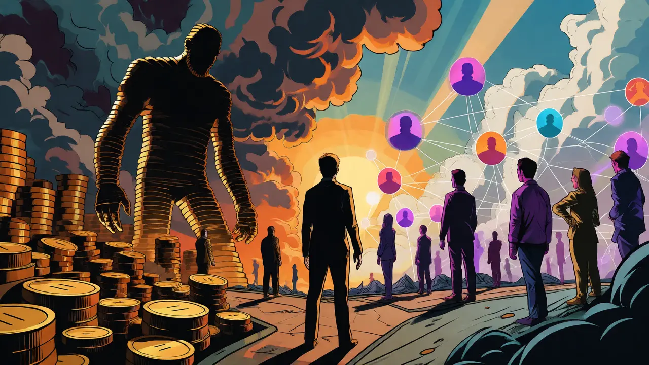 Figure at crossroads between coin giant and connected community