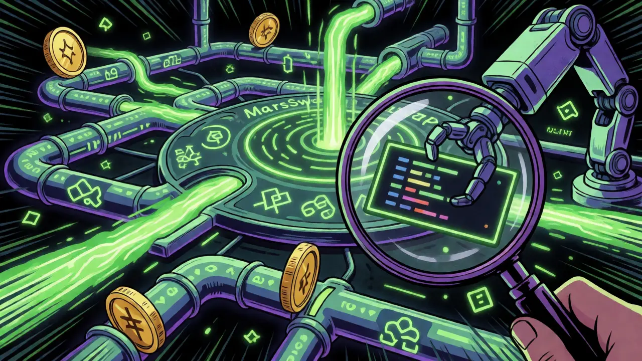 Neon digital network illustrating Binance Smart Chain security